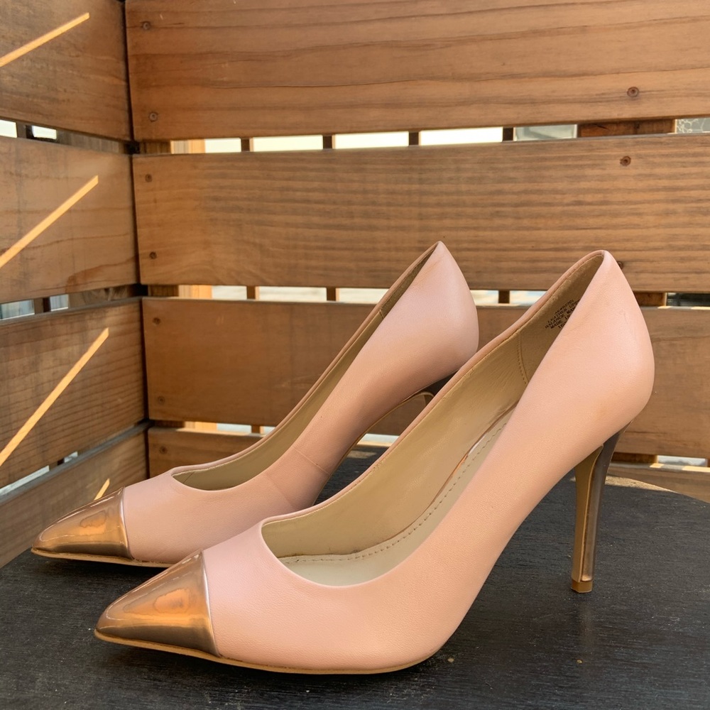 Anne Klein blush leather & rose gold toe